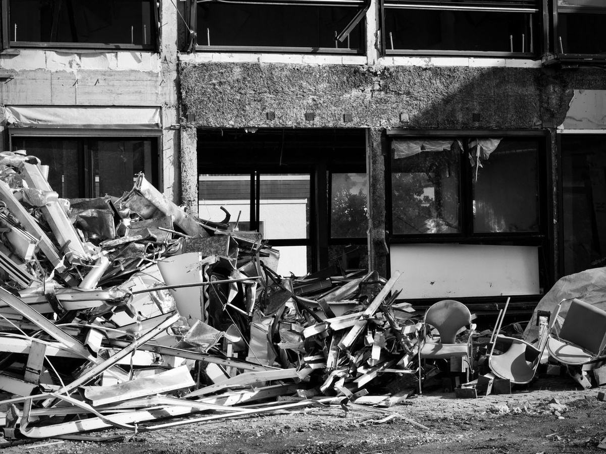 Demolition debris loaded for disposal