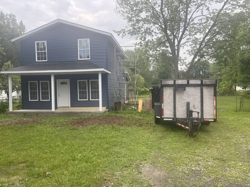 Kincaide dumpster trailer staged for a home project